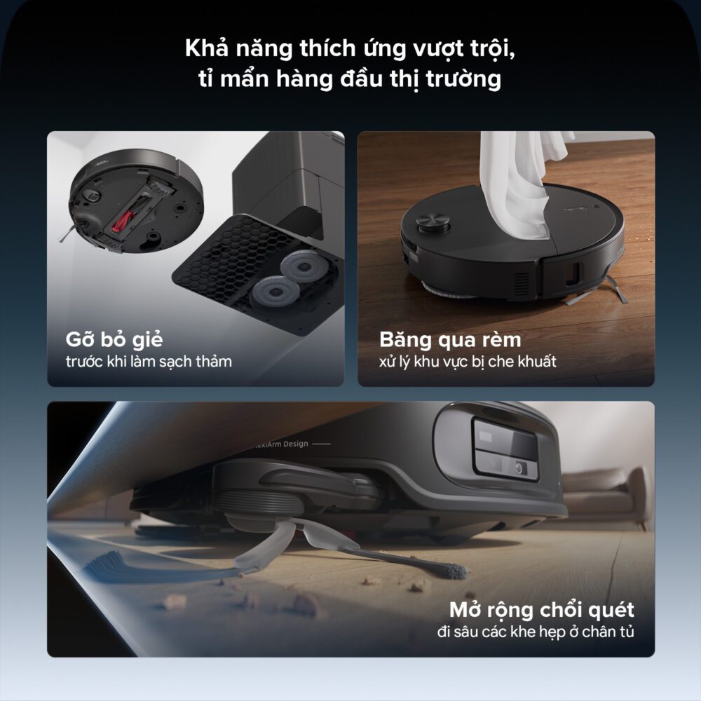 Roborock Qrevo Edge 2 thích ứng với thảm rèm và khe hẹp
