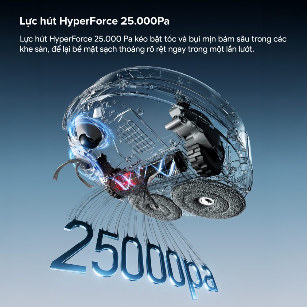 Roborock Qrevo Edge 2 lực hút HyperForce 25.000Pa