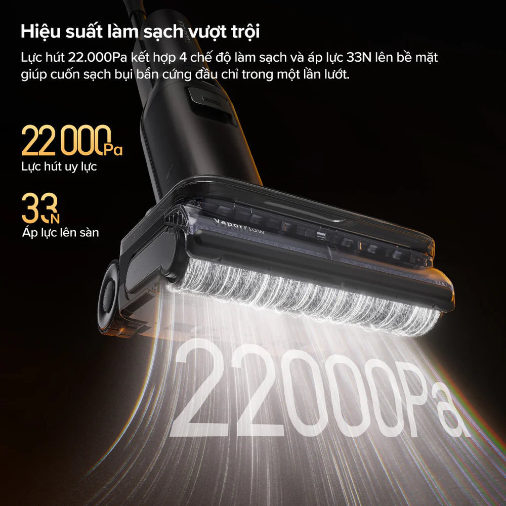 lực hút 22000Pa trên Roborock F25 Ultra