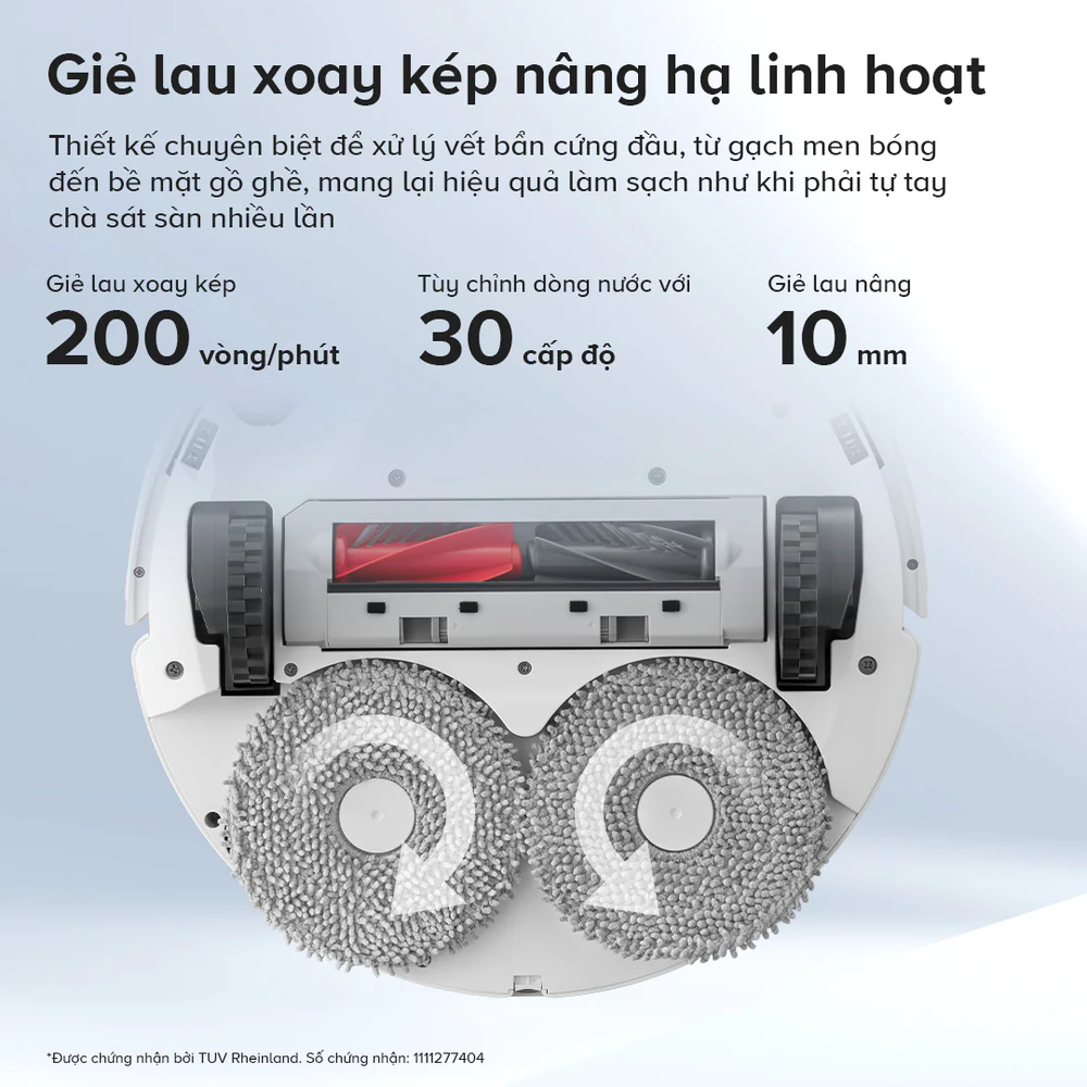 Roborock Qrevo C Pro giẻ lau xoay kép 200 vòng/phút