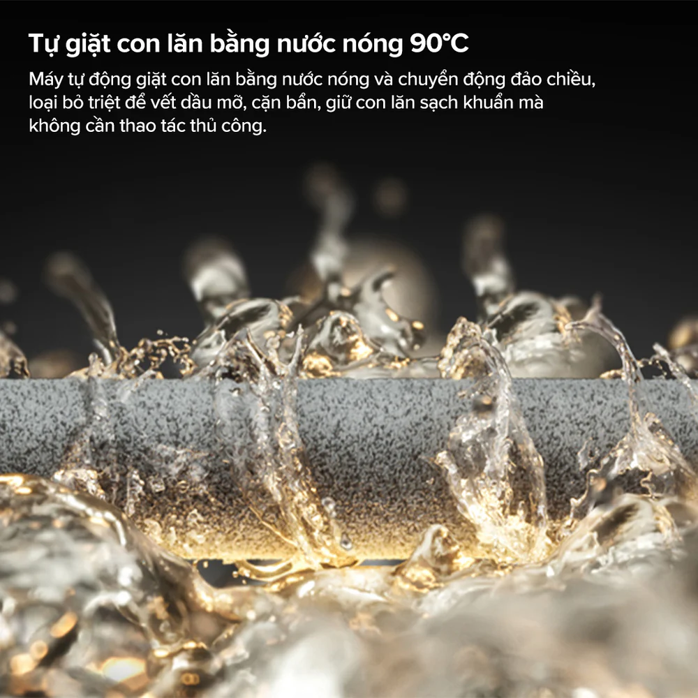 Tự giặt con lăn bằng nước nóng 90°C