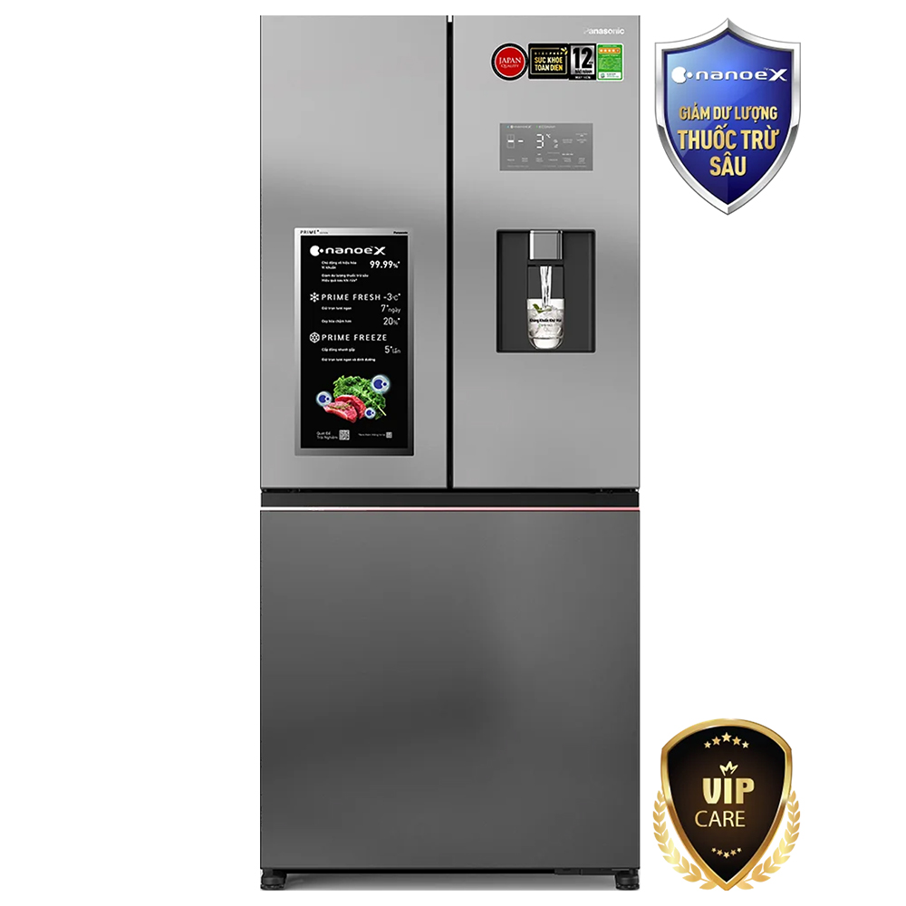 Tủ lạnh Panasonics 3 cánh mặt gương xám khói NR-CW530XHHV