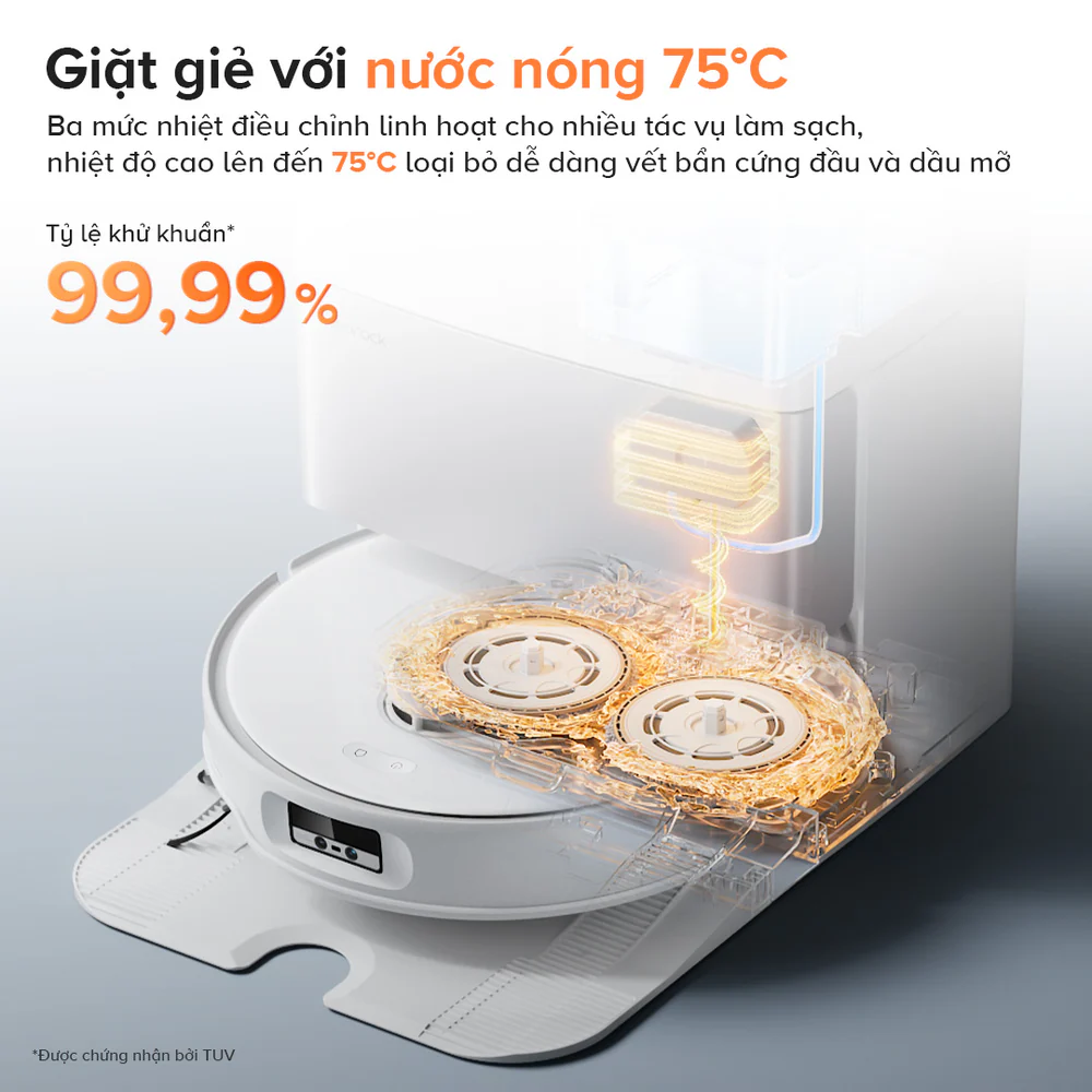 Roborock Qrevo Edge 5V1 giặt giẻ bằng nước nóng 75°C