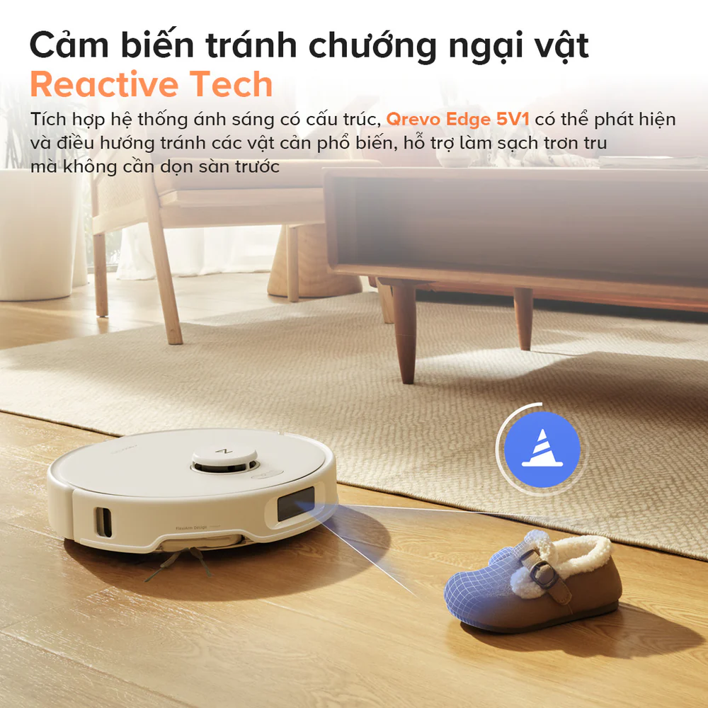 Roborock Qrevo Edge 5V1 Reactive Tech tránh chướng ngại vật