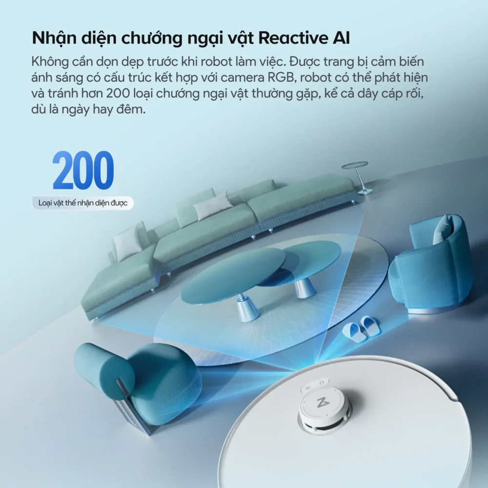 Roborock Qrevo Curv 2 Flow Reactive AI nhận diện hơn 200 vật cản