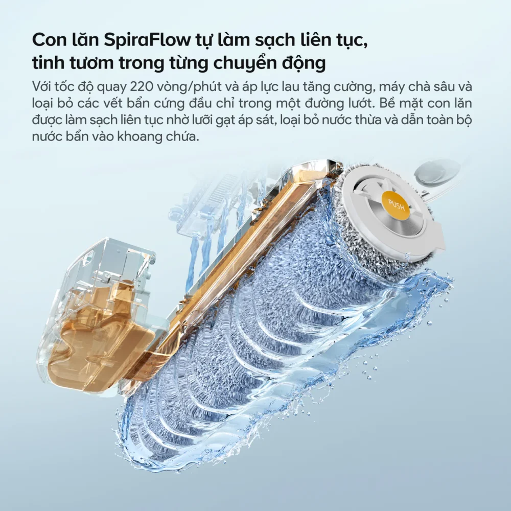 Roborock Qrevo Curv 2 Flow con lăn lau SpiraFlow tự làm sạch liên tục