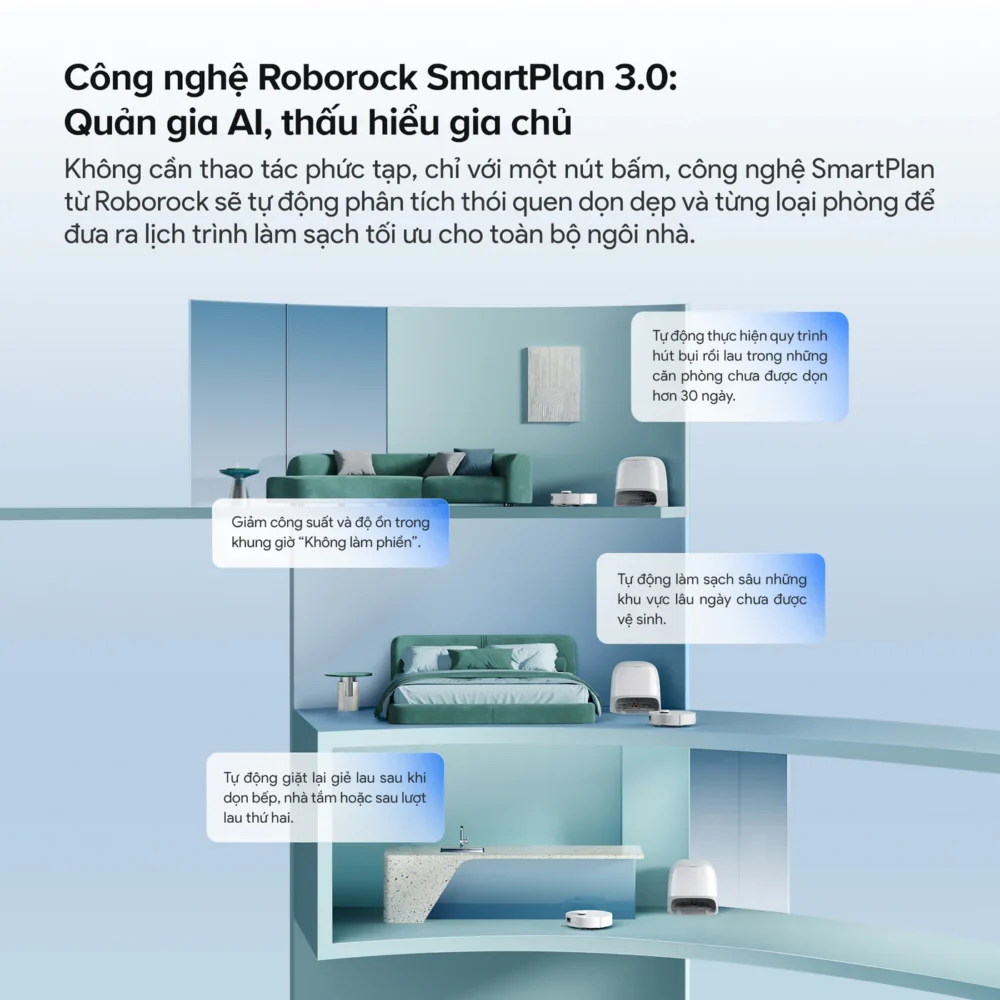 Roborock Qrevo Curv 2 Flow SmartPlan 3.0 tối ưu làm sạch