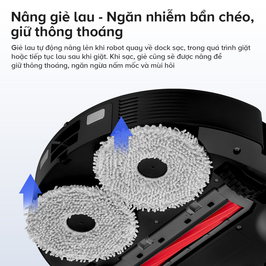 giẻ lau tự nâng khi robot roborock QR798 quay về trạm sạc
