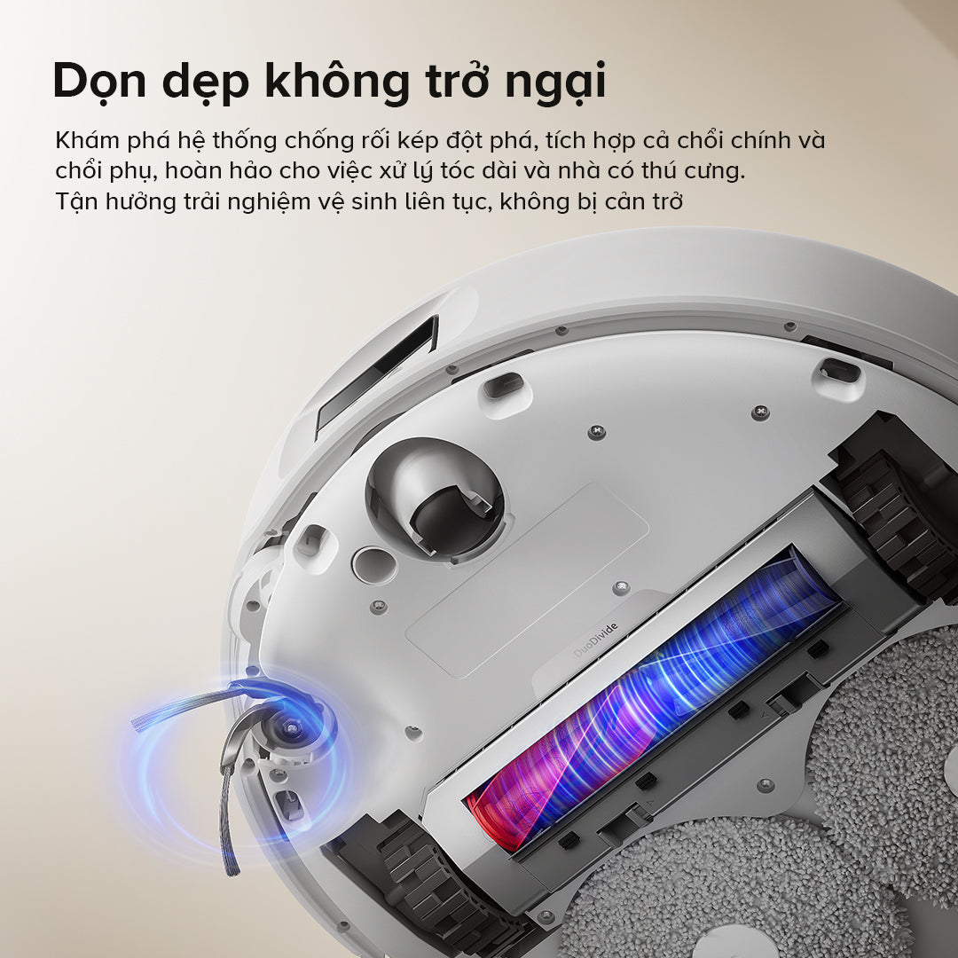 hệ thống chổi chống rối kép trên Roborock Curv Pro
