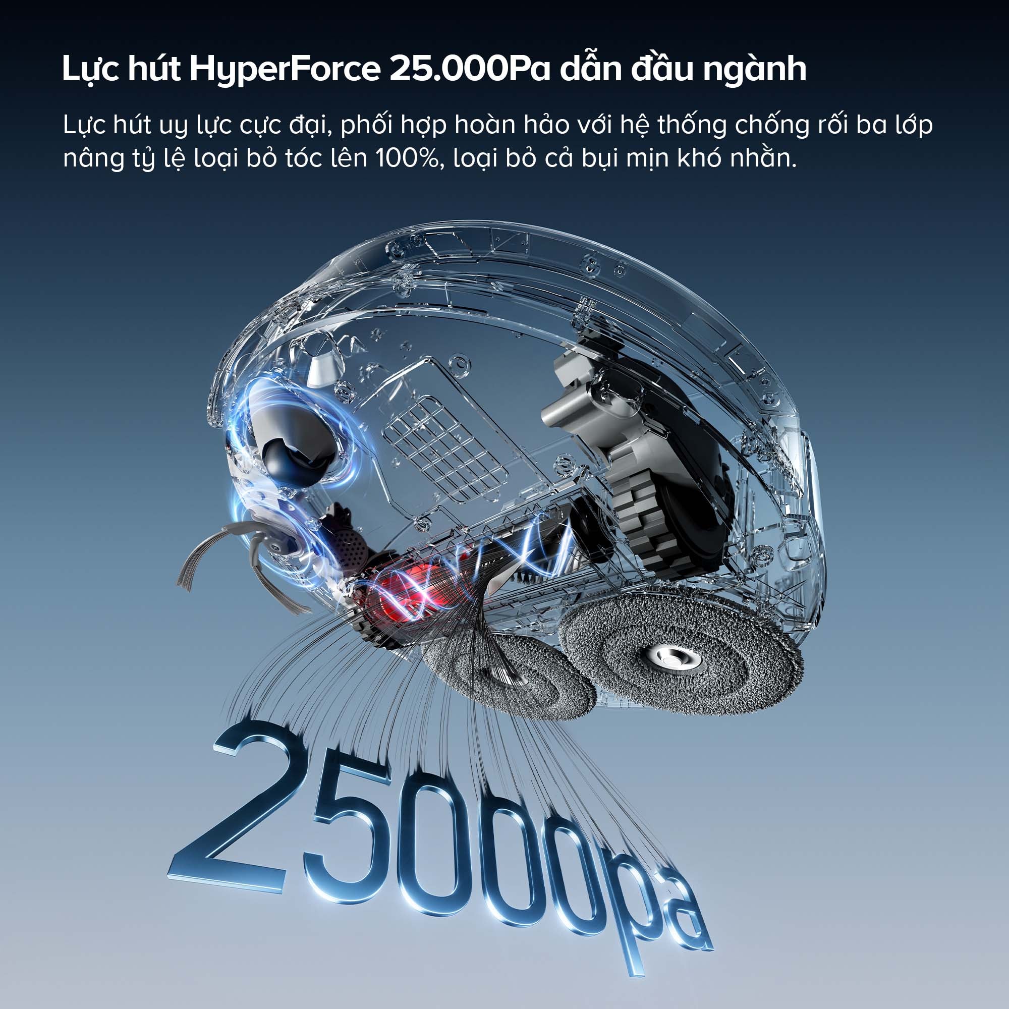 Roborock Qrevo Curv 2 Pro lực hút 25000Pa