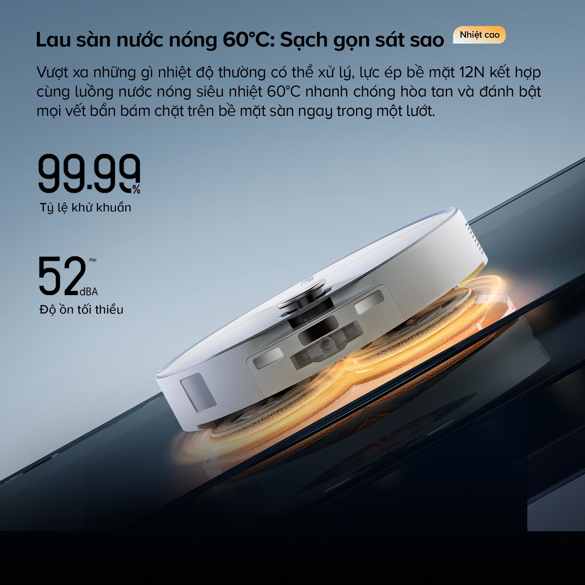 Lau sàn bằng nước nóng 60°C