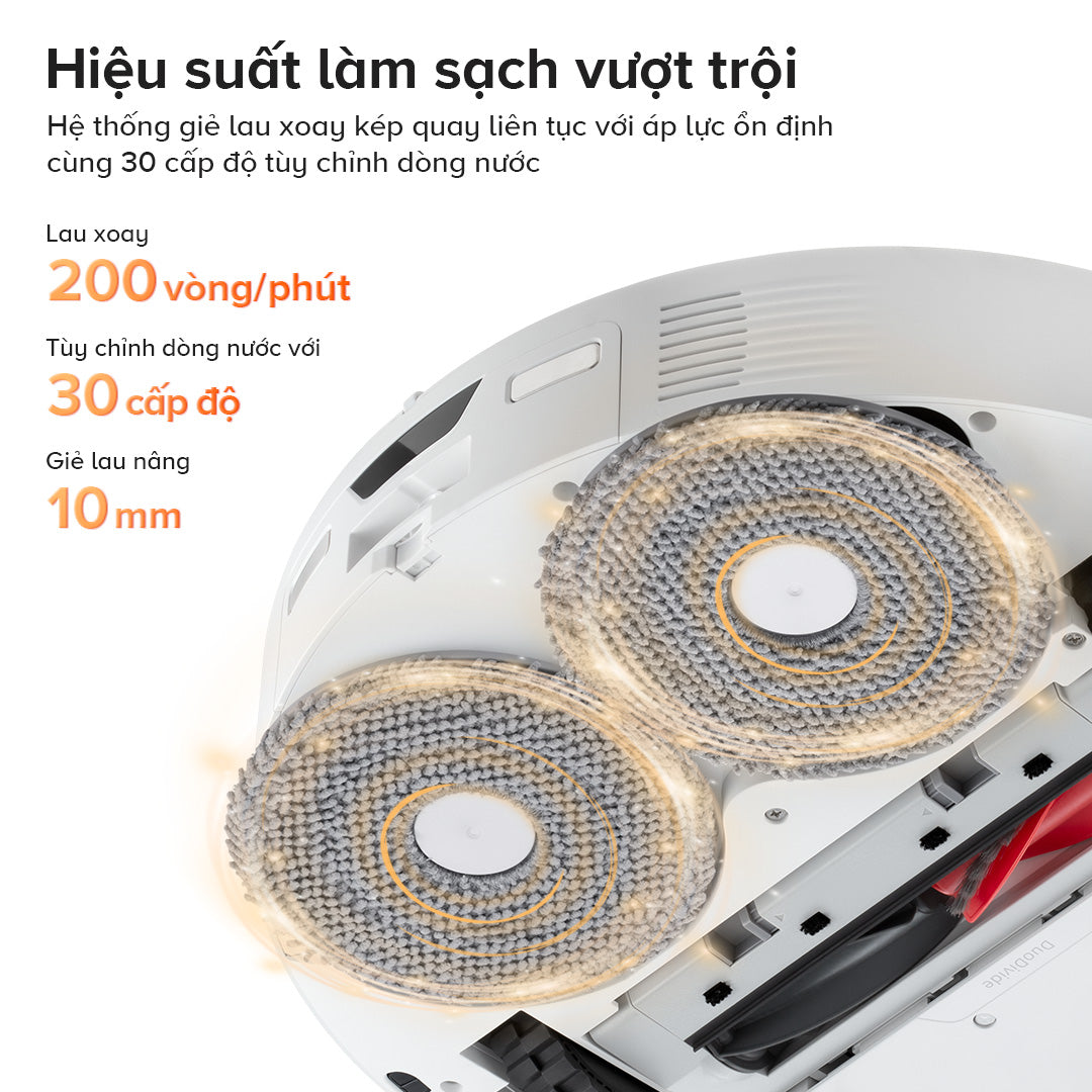 giẻ lau xoay kép 200 vòng/phút