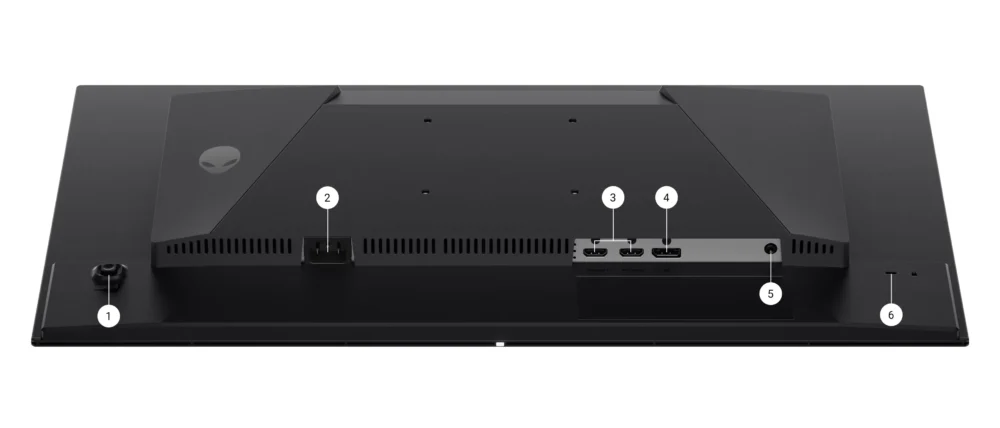 Alienware AW2726DM có 2 cổng HDMI và 1 cổng DisplayPort 1.4. DisplayPort hỗ trợ QHD 240Hz, HDR, DSC và AdaptiveSync; HDMI hỗ trợ QHD 120Hz, HDR và VRR