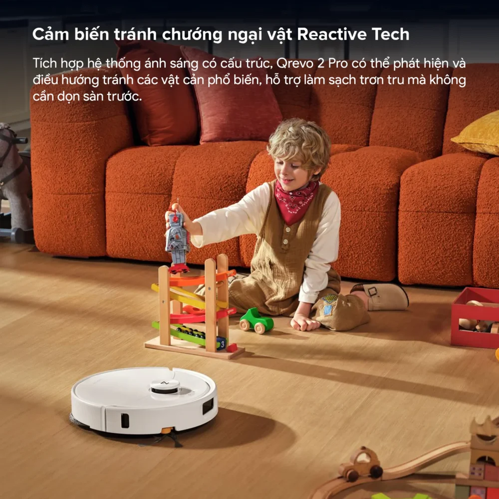 Qrevo 2 Pro Reactive Tech tránh chướng ngại vật