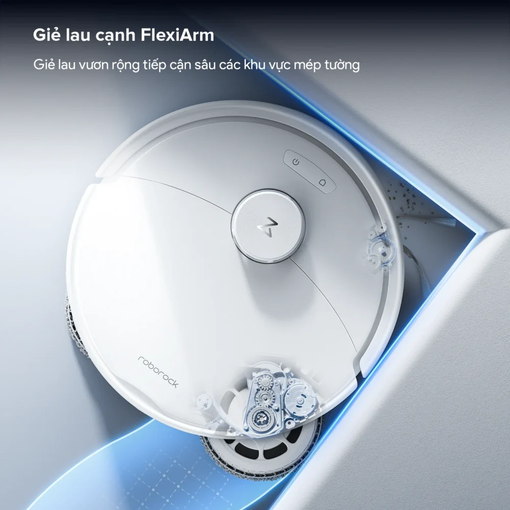 Roborock Qrevo 2 Pro giẻ lau cạnh FlexiArm sát mép tường