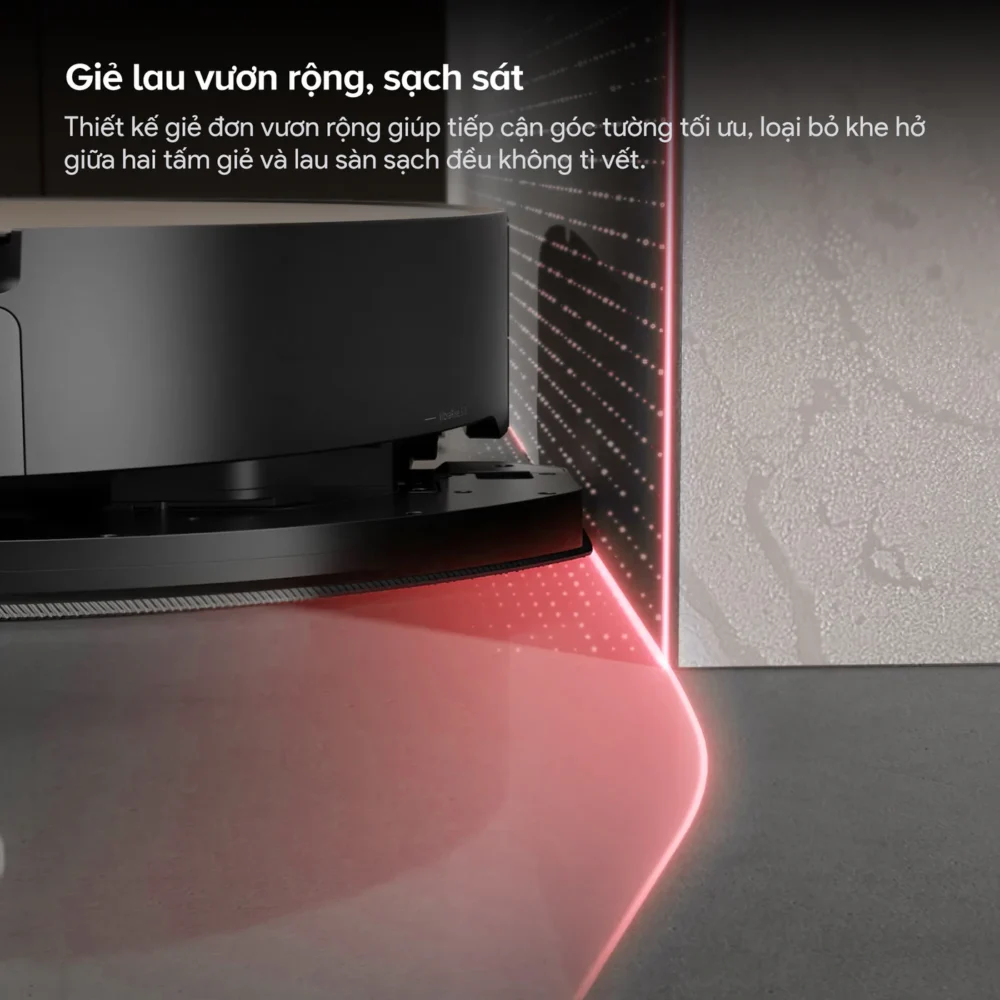 Roborock Saros 20 Sonic FlexiArm làm sạch sát mép và góc tường