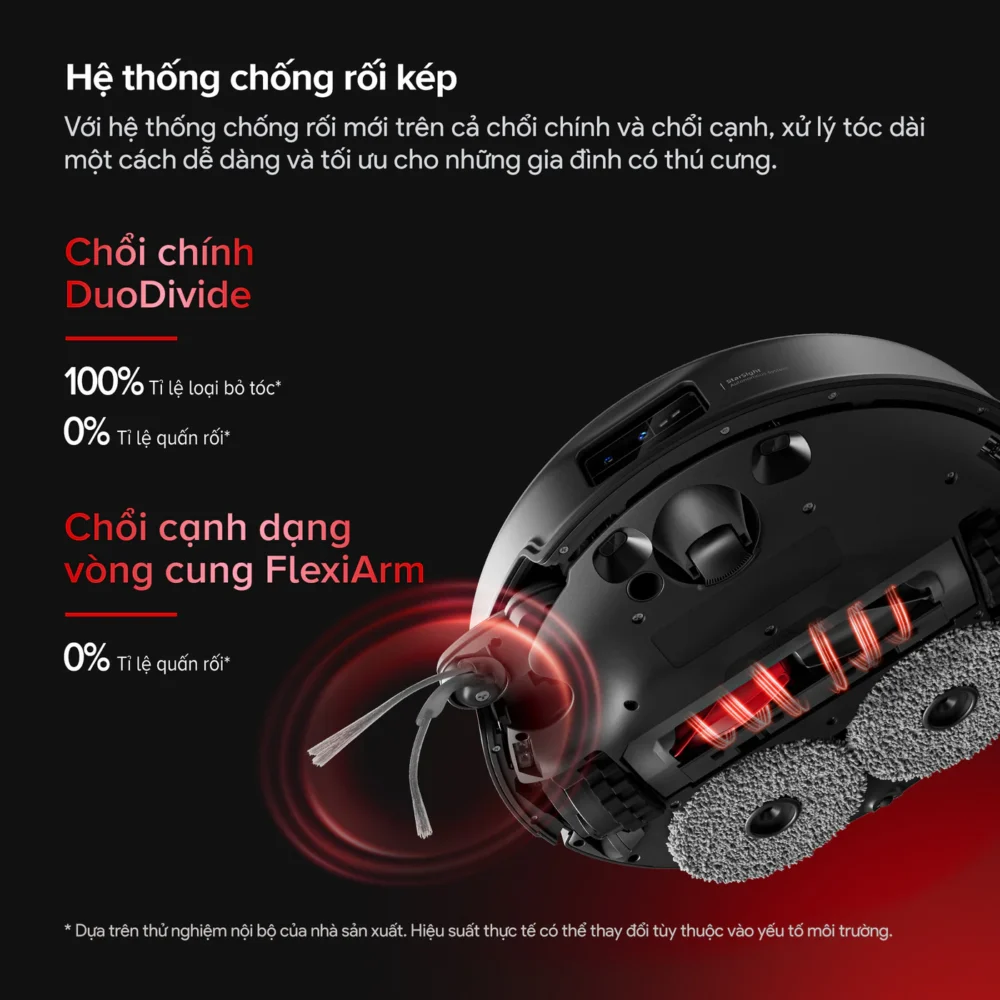 Roborock Saros 20 hệ thống chống rối kép DuoDivide và FlexiArm