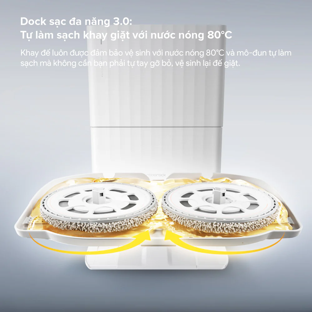 Roborock Qrevo Edge 2 tự làm sạch khay giặt bằng nước nóng 80°C