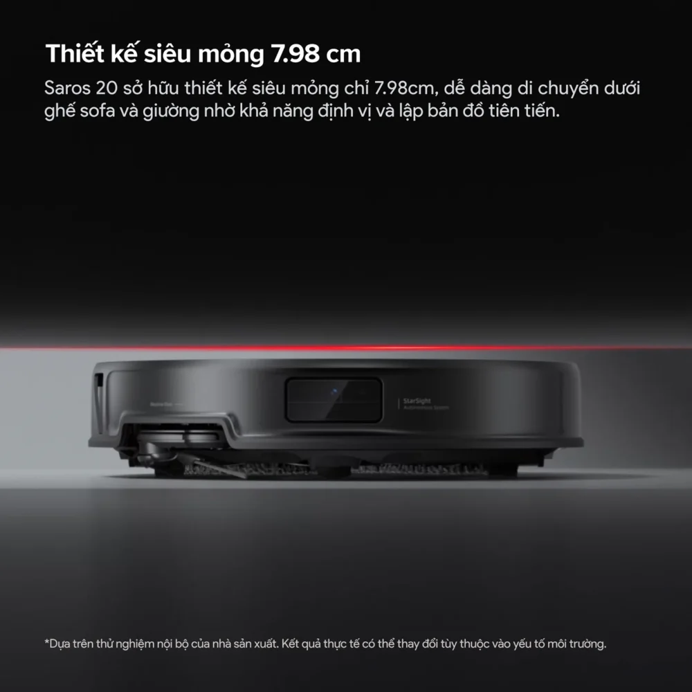 robot hút bụi lau nhà Roborock Saros 20 thiết kế mỏng 7.98cm