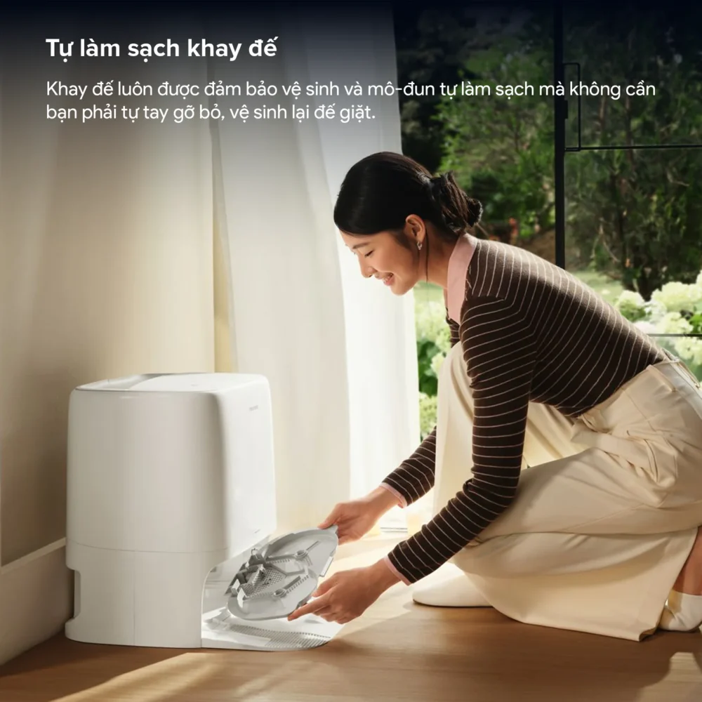 Roborock Qrevo 2 Pro tự làm sạch khay đế