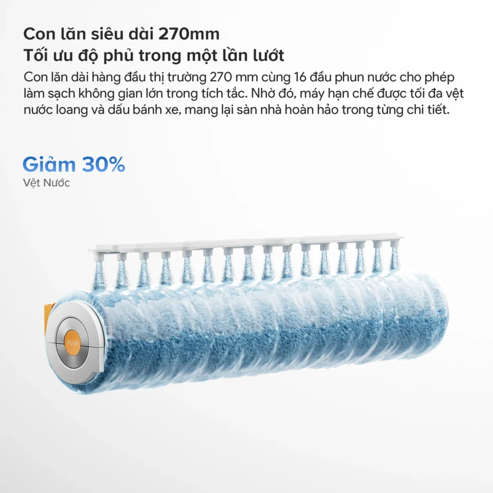 edge qrevo 2 flow sử dụng con lăn siêu dài lên tới 270mm