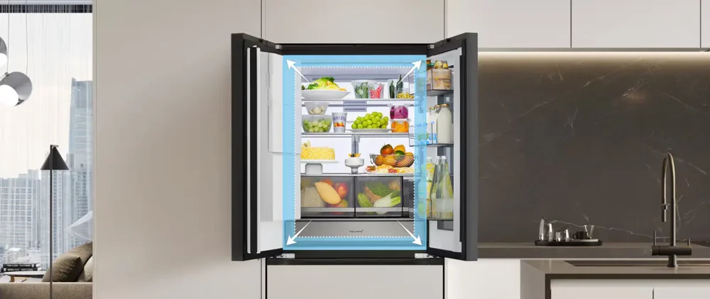 Tủ lạnh LG F53EGR 550L French Door 4 cửa InstaView Fit & Max màu be - không gian lưu trữ lớn