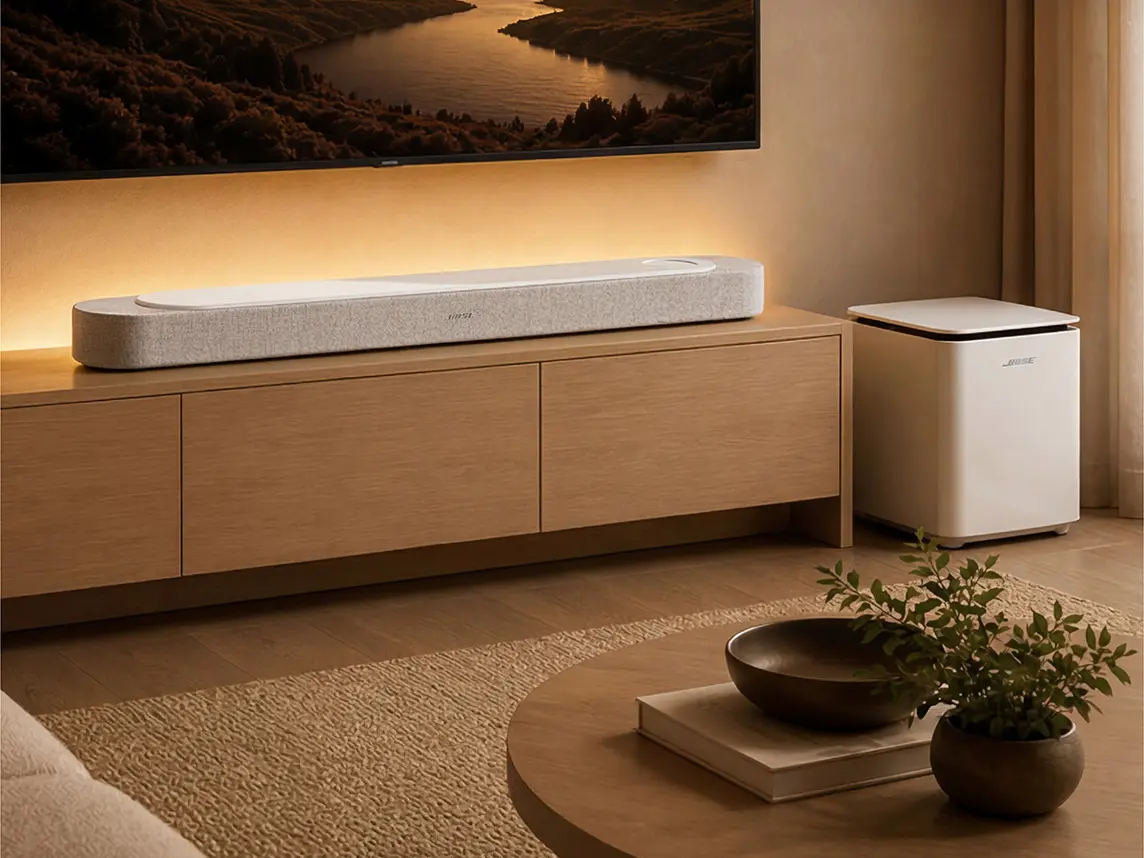 Loa soundbar trong không gian phòng khách
